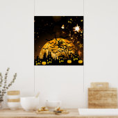 Flying hech Harvest Moon Bats Halloween Gifts Poster (Keuken)