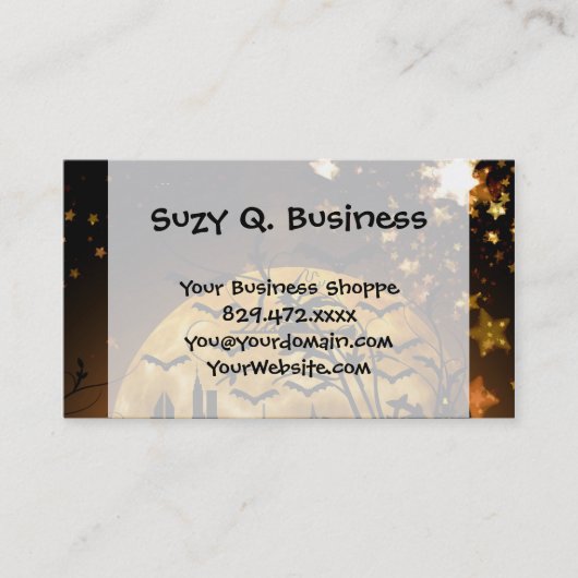 Flying hech Harvest Moon Bats Halloween Gifts Visitekaartje (Voorkant)