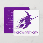 Flying hech Silhouette Halloween Party Invite 2 Kaart (Voorkant / Achterkant)