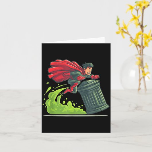 Flying Hero With Trash Can Costume For Take Out Th Kaart (Gele Bloem)