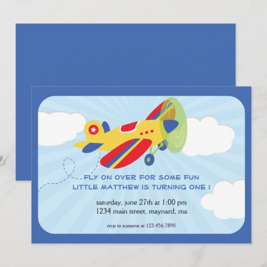 Flying High Birthday Invitation Kaart (Voorkant / Achterkant)