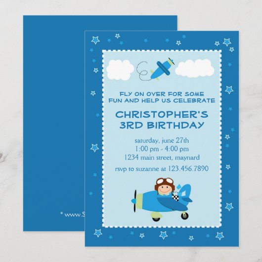 Flying High Birthday Invitation Kaart (Voorkant / Achterkant)