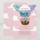 Flying High Bunny Baby shower Invitation Kaart (Voorkant / Achterkant)