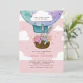 Flying High Bunny Baby shower Invitation Kaart (Staand voorkant)