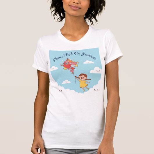 Flying High on Gratitude — Uplifted by Love T-shirt (Voorkant)