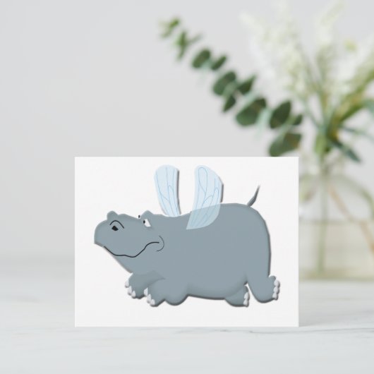 Flying Hippo Briefkaart (Staand voorkant)