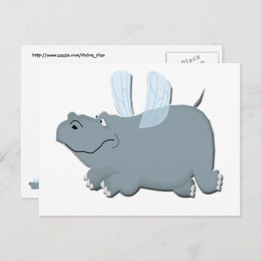 Flying Hippo Briefkaart (Voorkant / Achterkant)