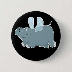 Flying Hippo Ronde Button 5,7 Cm