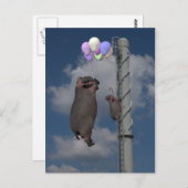 Flying Hippopotamus Briefkaart (Voorkant / Achterkant)