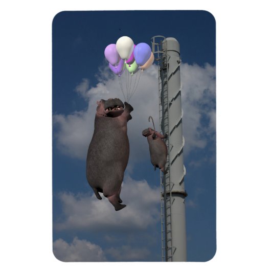Flying Hippopotamus Magneet (Verticaal)