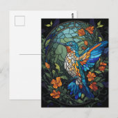 Flying Humming Bird Kleurrijk Glas in lood Briefkaart (Voorkant / Achterkant)