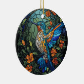 Flying Humming Bird Kleurrijk Glas in lood Keramisch Ornament (Rechts)