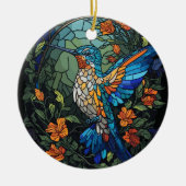 Flying Humming Bird Kleurrijk Glas in lood Keramisch Ornament (Voorkant)