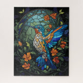 Flying Humming Bird Kleurrijk Glas in lood Legpuzzel (Verticaal)