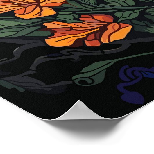 Flying Humming Bird Kleurrijk Glas in lood Poster (Hoek)