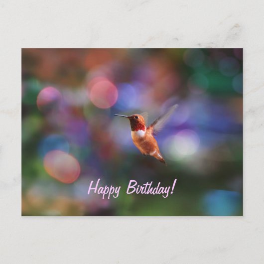 Flying Hummingbird and Colorful Background Briefkaart (Voorkant)