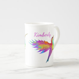 Flying Hummingbird Custom Name Bone China Mok