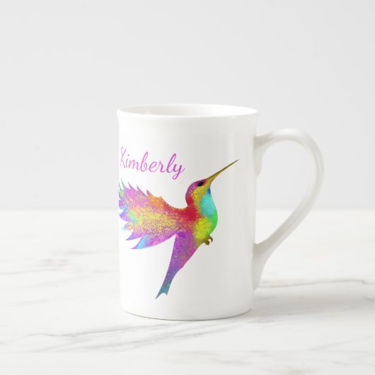Flying Hummingbird Custom Name Bone China Mok (Rechts)