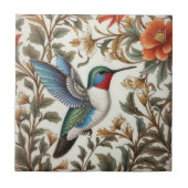 Flying Hummingbird William Morris Inspired Tegeltje (Voorkant)