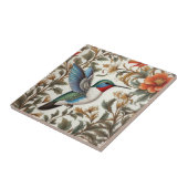 Flying Hummingbird William Morris Inspired Tegeltje (Zijkant)