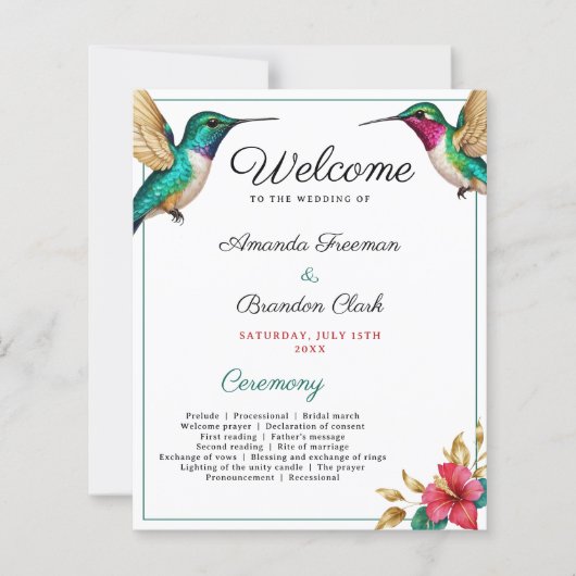 Flying Hummingbirds Red Tropical Flower Wedding (Voorkant)