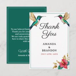 Flying Hummingbirds Red Tropical Flower Wedding Bedankkaart