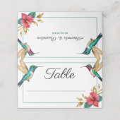 Flying Hummingbirds Red Tropical Flower Wedding Plaatskaartje (Buitenkant ongevouwen)