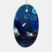 Flying Humpback Whale met hartcadeaus Keramisch Ornament (Rechts)