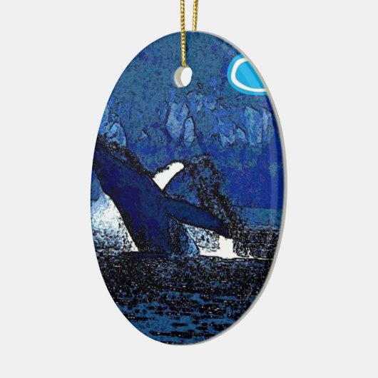 Flying Humpback Whale met hartcadeaus Keramisch Ornament (Links)
