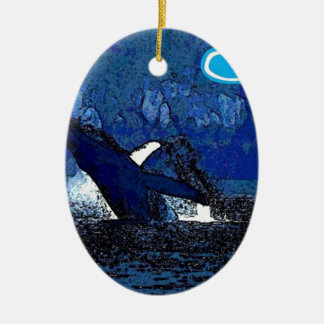 Flying Humpback Whale met hartcadeaus Keramisch Ornament