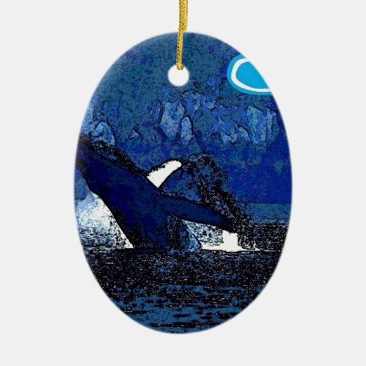 Flying Humpback Whale met hartcadeaus Keramisch Ornament (Voorkant)