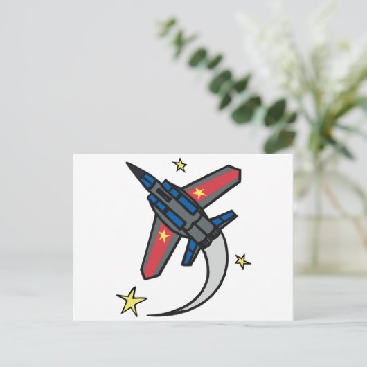 Flying Jet Plane Briefkaart (Staand voorkant)
