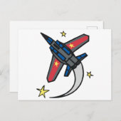 Flying Jet Plane Briefkaart (Voorkant / Achterkant)