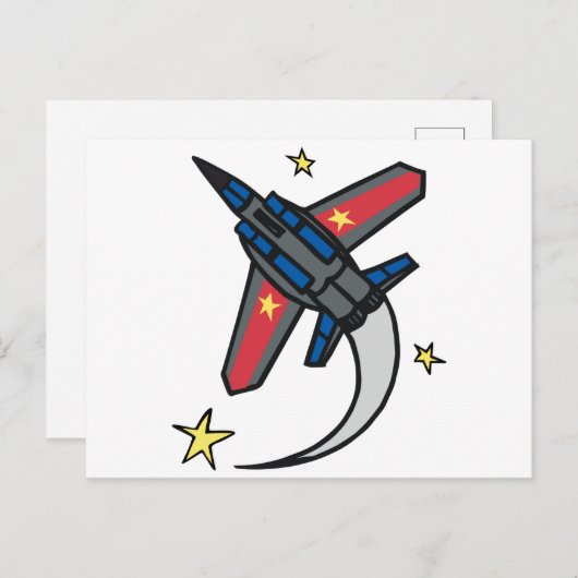 Flying Jet Plane Briefkaart (Voorkant / Achterkant)