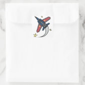 Flying Jet Plane Vierkante Sticker (Tas)