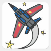 Flying Jet Plane Vierkante Sticker (Voorkant)
