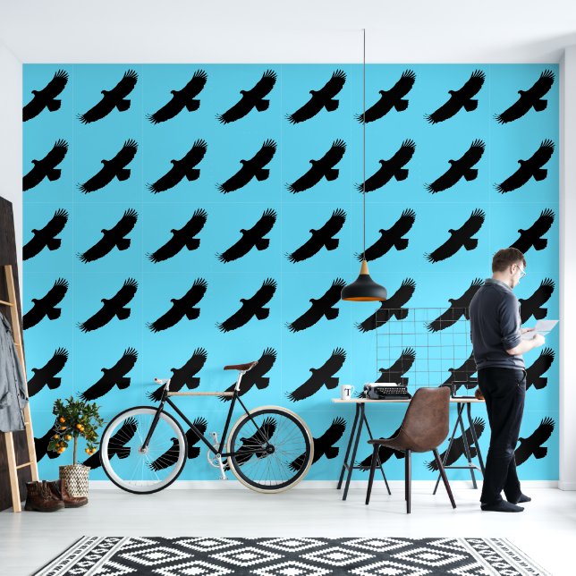Flying Kale Eagle Custom Kleur Blauw Behang (Woonkamer)