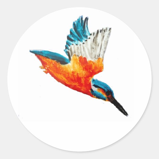 Flying Kingfisher Ronde Sticker (Voorkant)