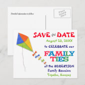 Flying Kite Family Reunion Save the Date Aankondigingskaart (Voorkant / Achterkant)