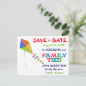 Flying Kite Family Reunion Save the Date Aankondigingskaart (Staand voorkant)