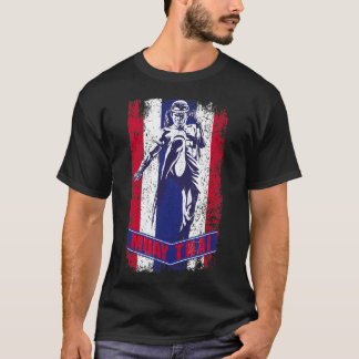 Flying Knee Strike Muay Thai Fighter Thailand Vlag T-shirt
