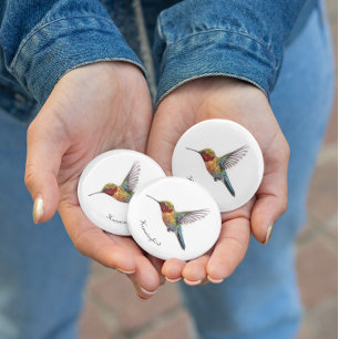 Flying kolibrie pointillisme, aanpasbaar ronde button 3,2 cm