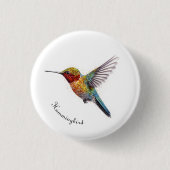 Flying kolibrie pointillisme, aanpasbaar ronde button 3,2 cm (Voorkant)