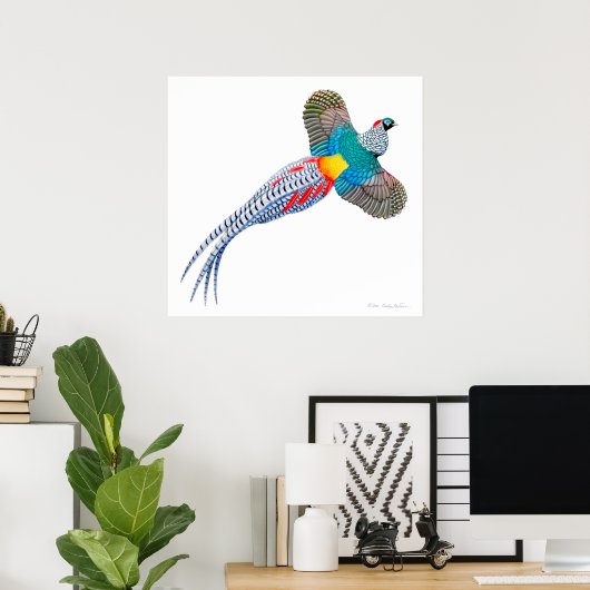Flying Lady Amherst Pheasant Print (Thuiskantoor)