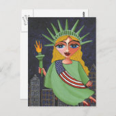 Flying Lady Liberty - briefkaart (Voorkant / Achterkant)