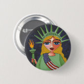 Flying Lady Liberty - toets Ronde Button 5,7 Cm (Voorkant /achterkant)