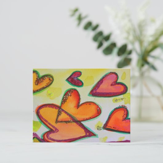 Flying Laugh Hearts Briefkaart (Staand voorkant)