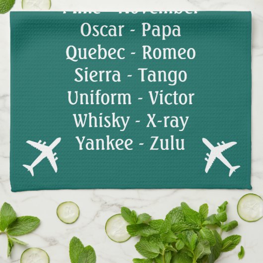 Flying Lesson Fonetisch Alfabet Aero Vliegtuigspot Theedoek (Gevouwen)