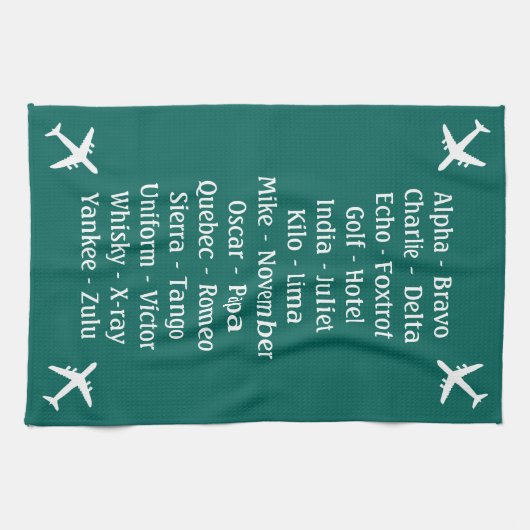 Flying Lesson Fonetisch Alfabet Aero Vliegtuigspot Theedoek (Horizontaal)