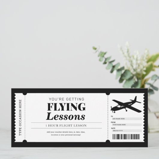 Flying Lessons Piloottraining Gift Voucher Kaart (Staand voorkant)